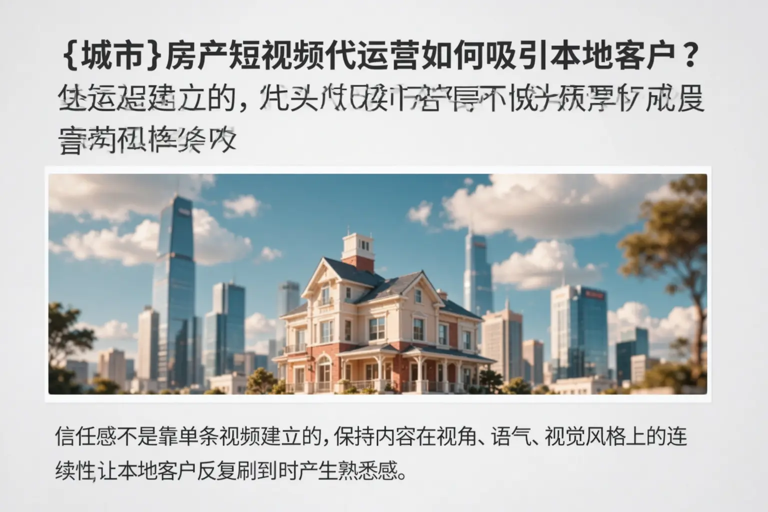满城房产短视频代运营如何吸引本地客户?